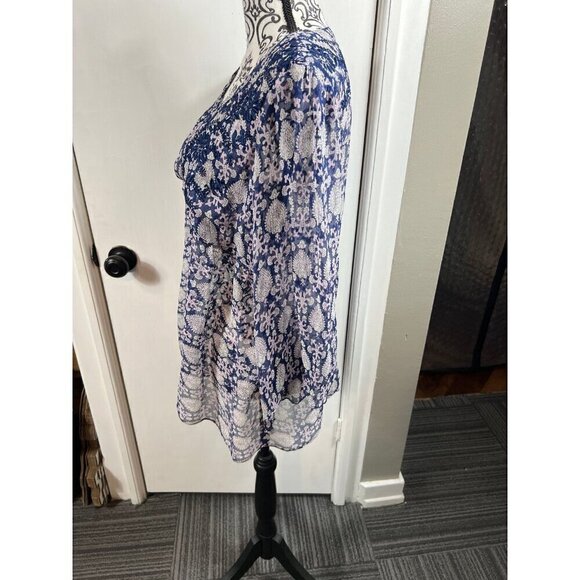 Calypso St Barth silk floral embroidered sheer paisley patterned v-neck tunic - Picture 5 of 8